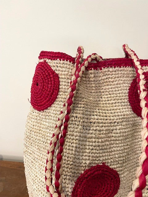 Zanatany Concepts Raffia Tote Bag - Red