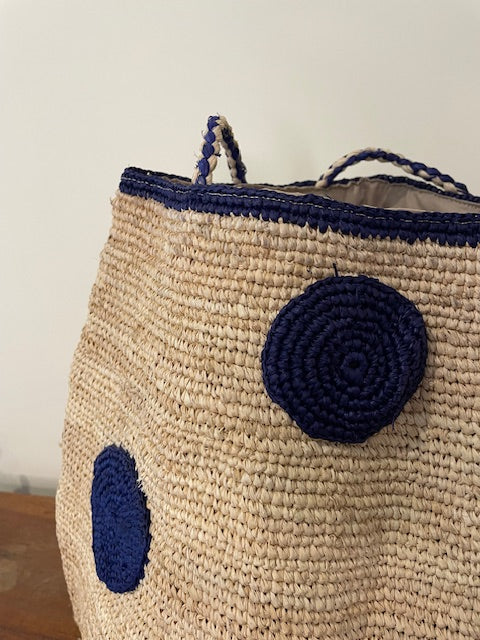 Zanatany Concepts Raffia Tote Bag - Blue