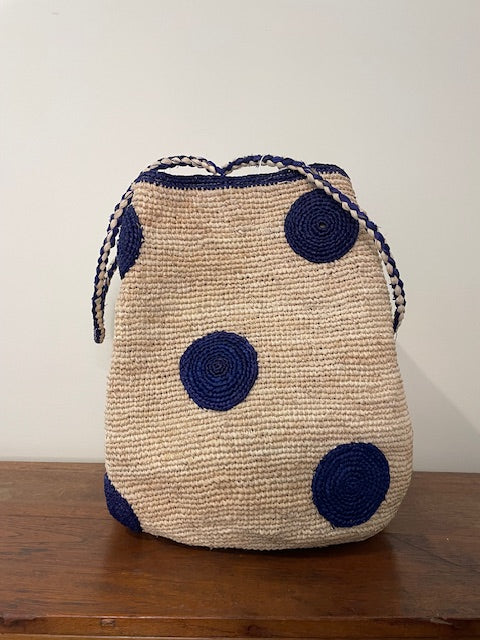 Zanatany Concepts Raffia Tote Bag - Blue