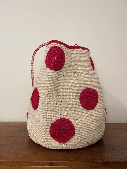 Zanatany Concepts Raffia Tote Bag - Red
